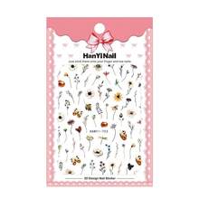 Baoximong 9 Sheets Flower Nail Art Stickers Decals 3D Self-Adhesive Nail Decals Spring Floral Nail Art Supplies Charming Daisy Leave Peony Nail Accessories Women Nail Decorations Design - 1 - 查看 8