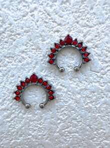 5/4/1 Multicolor Copper Diamond-Studded Nose Ring, Nose Stud Body Piercing No Hole Nose Jewelry Nose Clip Ear Clip Dual-Purpose Accessory With Size Marking For Clear Product Identification