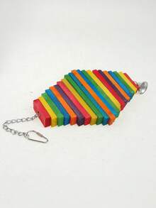 1 pièce Jouet à mâcher et à poncer multicolore et multicouche pour perroquet, jouet en bois pour oiseaux, décoration de cage à oiseaux (toutes les couleurs d'accessoires sont distribuées au hasard) - Multicolore - Voir 5