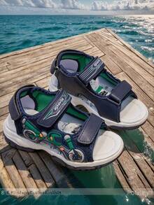 2025 Summer New Fashion Boys Sandals, Hook And Loop Casual Beach Shoes For Kids - Blue - View 12