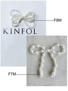 10 件珍珠蝴蝶结装饰品 - 串珠链派对用品（白色），可用于婚礼花束、蛋糕、DIY 手工艺品的插花装饰 - 浪漫的情人节、母亲节和毕业季装饰品