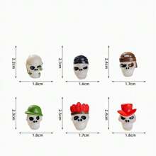 6 Stücke Cartoon 3D Halloween Totenkopf Deko, DIY Kunsthandwerk aus Harz, kleine Ornament-Accessoires