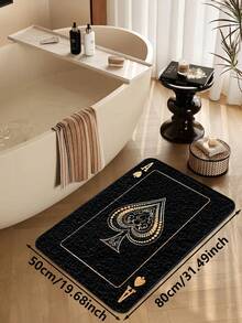 1件装豪华黑桃A扑克图案门垫，仿羊毛吸水加厚简约设计浴室垫，淋浴房创意地毯，可水洗涤纶室内地毯，防滑绒面装饰垫，适用于客厅、卧室、厨房、洗衣房、办公室、入口或地板，适合春秋季装饰，秋季、冬季厨房地毯 - 彩色 - 查看 13