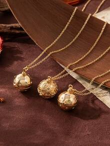 1 件精致时尚的复古风格四叶草爱情青蛙开合圆形吊坠项链，镀 18k 金，不易氧化，展现魅力和个性化，女性日常穿衣装饰，海滩度假派对，音乐节。 - 彩色 - 查看 3