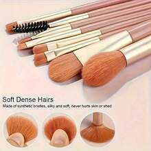 8pcs Mini Multipurpose Makeup Brush Set, Professional Makeup Tools Kit For Blush, Highlighter, Eyeshadow, Powder, Concealer & Eyebrow Pencil, Ideal Gift For Beginners Portable And Practical - Random Color Set - View 4