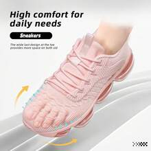Womens Walking Running Shoes Air Cushion Breathable Fashion Tennis Sneakers Mesh Workout Casual Athletic Sports GymChristmas - 1 Hồng - Xem 3