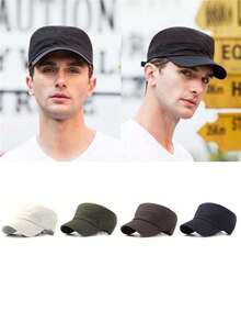 1 Pieza [Gorra militar para hombres] Gorra militar cómoda para hombres y mujeres, gorra plana casual, ajustable, de unicolor, estilo cadet y patrulla, sencilla y de moda, gorra de béisbol, accesorios del ejército, sombrero estilo pico de pato para actividades al aire libre - Multicolor - Ver 3