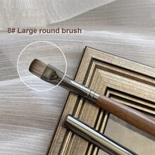 红木手柄美甲刷，拥有多种不同头形，专业美甲刷，包括内衬刷、圆头刷、平头刷等，适合专业美甲师和初学者在家使用 - 棕色 - 查看 11