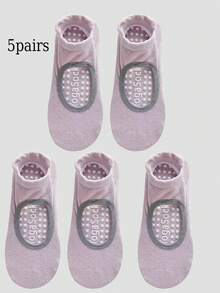 1/3/5/9双春夏女士薄款随机运动袜镂空瑜伽普拉提硅胶防滑适合室内健身有氧运动跑步拉伸运动带抓地袜 - 彩色 - 查看 16