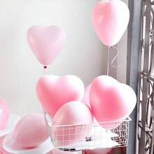 10/25/50/100 unidades Globos con forma de corazón color rosa, globos de amor, adecuados para cumpleaños, baby shower, fiestas, bodas, San Valentín, Acción de Gracias, Día de la Madre, Navidad, Año Nuevo, ceremonias de inauguración, temporada de graduación, decoración del hogar, decoraciones de fiesta con globos - Rosa Pálido - Ver 5