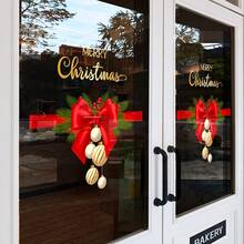 1pc 45cm*60cm Christmas Decoration Sticker, Bow Pattern Decal, Whole Sheet PVC Static Cling Film, Easy To Apply, Suitable For School, Mall, Hotel, Restaurant, Party