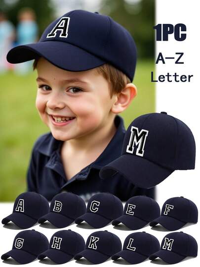 1pc Kids 26 Letter Pattern Baseball Cap, Boys & Girls Sun Hat, Suitable For Outdoor Activities And Daily Wear, UV Protection