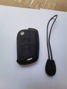 绒面革汽车钥匙包适用于大众 Polo Golf Passat Tiguan Beetle Caddy T5 Up Eos Skoda Octavia Seat Leon Altea - 黑色 - 查看 7