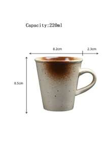 1pc 220ml Creative Crackle Ceramic Cup, Home Breakfast Milk Cup, Latte Art Coffee Cup, Office Guest Cup, Afternoon Tea Cup, Soda Cup, Crackle Handled Mug, Simple Retro Ceramic Household Office Water Cup, Thick Clay Espresso Cup