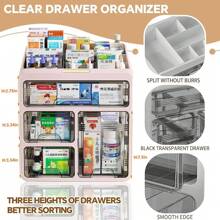 Multilayer Drawertype Plastic Storage Box Organizer/Medicine Box - Multifunctional Storage Container,Family Medicine Box Organizer,Organize Medications,Stationery,Office Items,Etc,Easy Access