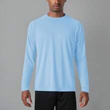 Men's Long Sleeve Shirts UPF 50+ UV Sun Protection Athletic Shirts For Hiking Running Workout Rash Guard-2025 - Blue - View 3