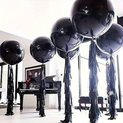 6/12/24pcs Giant Black Latex Balloons - 36 Inch Super Large Round Party Decorations, Suitable For Birthday, Graduation, Baby Shower, Gender Reveal, Halloween, Photography, Theme Events | Glossy Black Balloons | Durable Latex Material, Birthday Balloons