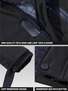 Cavva 男士冬季保暖内衬夹克 防水防风 多口袋滑雪外套 徒步露营登山滑雪 - 黑色 - 查看 5