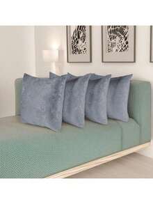 Kit Of 4 Decorative Cushion Covers With Jacquard Zipper - Grey - View 1