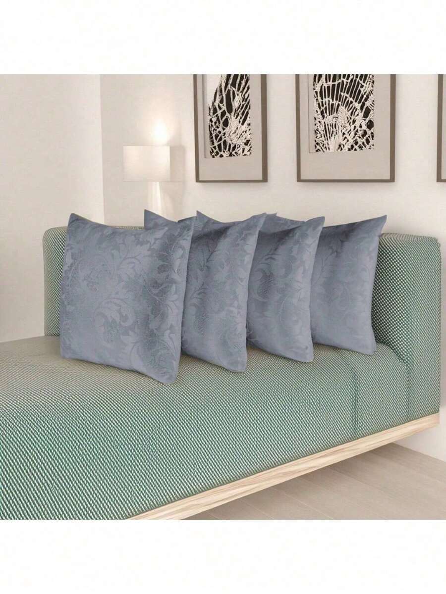 Kit Of 4 Decorative Cushion Covers With Jacquard Zipper - Grey - View 1