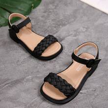 女童凉鞋夏季2025新款儿童编织鞋软底幼儿沙滩鞋中大童鞋 - 黑色 - 查看 12