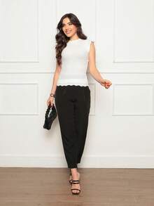 ONLYONE - JAPANESE MODAL SLEEVE CROPPED TOP WITH WAVE DETAIL HEM - FIMINAS BLOUSES KNITTED BLOUSES - 白色 - 查看 4