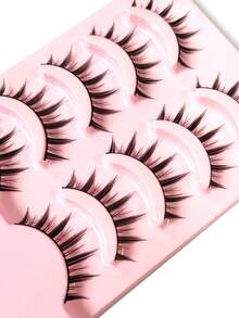 化妆假睫毛，5 对漫画睫毛，纤细动漫假睫毛自然外观，蓬松尖刺娃娃睫毛，卡通睫毛，0.3-1.2 厘米