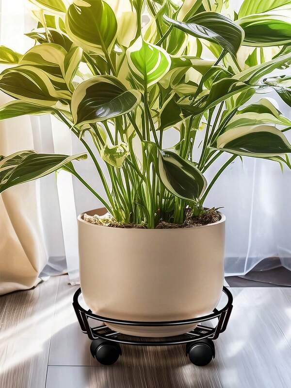 Suporte móvel para vasos de flores com 27 cm de diâmetro e rodas, suporte para vasos de plantas de chão, adequado para decoração de vasos de plantas em pátios internos/externos