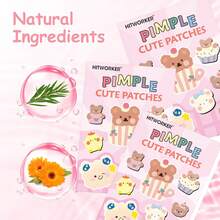 40/100 片可爱熊猫蛋糕痘痘贴，痘痘贴可遮盖痘痘和瑕疵，温和清洁身体皮肤贴，节日礼物 - 粉色 - 查看 7