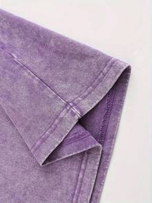 230g Double-Sided Washed, Masked Mysterious Men's Printed T-Shirt, High-Quality Wax Printed Cotton Retro Fashion Brand T-Shirt, Men's T-Shirt, Beach Essential, Summer T-Shirt, Holiday Gift, Perfect Gift - 紫色 - 查看 5