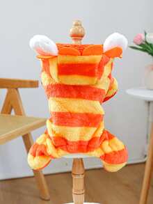 1 件宠物服装，狗/猫服装，适合小狗/小猫的温暖舒适服装，可爱的甜橙色狮子服装，适合秋冬