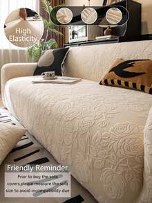 玫瑰花卉图案提花沙发套 - 弹力布艺沙发垫，田园风格个性化沙发套，四季防宠物抓沙发垫，通用沙发装饰和家具保护套，适用于客厅、餐厅、卧室、书房 - 适合 1/2/3/4 座沙发