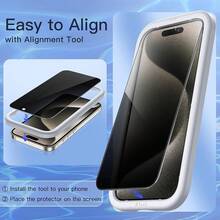JETech Privacy Screen Protector For 15 Pro 6.1 Inch, Anti-Spy Tempered Glass Screen Protector With Easy Installation Frame, 2 Units - iPhone 15 Pro Max - 查看 5