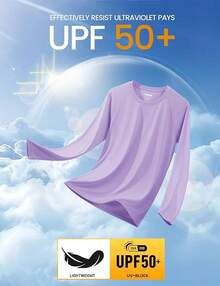 Men's Long Sleeve Shirts UPF 50+ UV Sun Protection Athletic Shirts For Hiking Running Workout Rash Guard-2025 - Light Purple - View 8