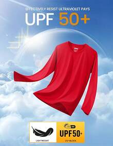 Men's Long Sleeve Shirts UPF 50+ UV Sun Protection Athletic Shirts For Hiking Running Workout Rash Guard-2025 - Tomato - View 11