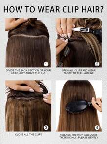 100% 巴西真人发编织 5 个夹入式接发，无缝，自然直发，非常适合长发加长，头发加长|直发质地|自然发型，编织头发 - S2 - 查看 9