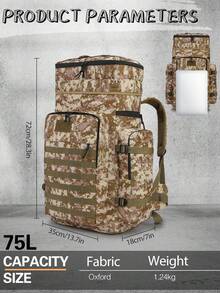 1PC 75L Waterproof Camo Backpack Hiking Camping Backpack Rucksack Outdoor Sports Climbing Bag Mountaineering Backpack Waterproof Large Capacity Oversized Use Holiday Essentials Hiking Camping Multi-Functional Christmas Bag Laptop Thanksgiving Computer Large Capacity Outdoor Waterproof Camping Hiking Backpack Travel Gifts Chest Bag Side Bags Satchel Bag Leather Bag Hobo Bag Gifts Travel Essentials School Bag Travel Bag Gym Bag Sports Bag Summer Back To School Beach Bag Beach Laptop Case The Sporty Life Summer Bag Springbreak Vacation Men Bag Pack Hiking Bag Weekend Bag Backpacks Travel Must Haves Large Bag School Supplies School Backpack - Ngụy trang - Xem 4