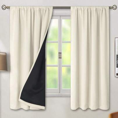 1 rèm cách nhiệt cản sáng toàn phần - Polyester chống tia UV 99%, treo dạng túi thanh, dệt trơn không tẩy trắng, chủ đề nghệ thuật phòng ngủ, rèm cách nhiệt phủ lớp chống nắng, tiết kiệm năng lượng, giảm tiếng ồn - lý tưởng cho phòng ngủ, trang trại và trường học, giấc ngủ sâu