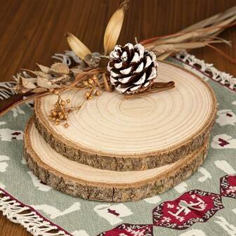 Wood Slices 2Pcs Wood Rounds 8-9 Inches,Wood Slices For Centerpieces,Wood Centerpieces For Tables/Crafts/Christmas/Party/Rustic Wedding Decorations.