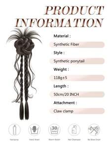 合成马尾辫、合成发髻马尾发片、爪夹发髻发夹、合成假发髻接发、女士日常佩戴发饰 - 彩色 - 查看 7