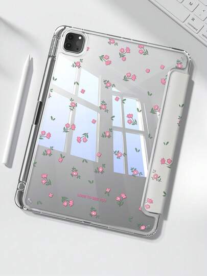 เคสป้องกันคริสตัลใสอะคริลิคสองด้านลายดอกไม้สีชมพูและการ์ตูน พร้อมฟังก์ชั่น Sleep/Wake, เข้ากันได้กับ IPad Gen 10, IPad 10.2" (Gen 7/8/9) และ IPad Air 10.9" (Gen 4/5) นอกจากนี้ยังรองรับการจัดเก็บ Apple Pencil ทำให้เป็นตัวเลือกของขวัญที่เหมาะสม