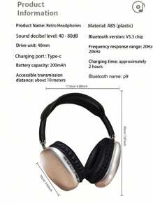 Auriculares inalámbricos tipo over-ear, Jelly 5.3, larga duración de la batería, auriculares para negocios y música, auriculares inalámbricos para juegos