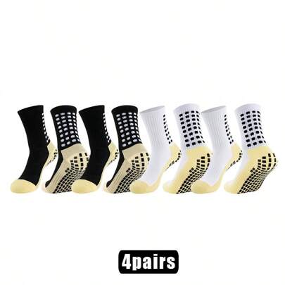 4Pairs Men Women Non-Slip Grip Socks Buy One Get One Free Excellent For Football Basketball Baseball Rugby Soccer Cycling Running Hiking Tennis Skateboard