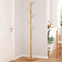 Guyii Metal Coat Rack With 8 Hooks, Modern Tree Branch Style Stand For Coats, Hats, Scarves, Sturdy Floor Clothing Organizer For Entryway, Living Room, Bedroom, Office - 金色 - 查看 12