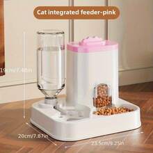Dispensador automático de agua para gatos y perros con recipiente de comida integrado - Capacidad de 1-10L, sin necesidad de baterías, diseño blanco moderno para una limpieza y hidratación fáciles - Solución de hidratación duradera para mascotas, comedero automático para mascotas, accesorio elegante para mascotas, construcción resistente