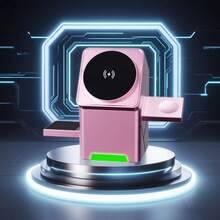 Cargador inalámbrico multifuncional oculto 3 en 1, cargador inalámbrico plegable giratorio eléctrico táctil de 15W, cargador inalámbrico portátil compatible con Apple, Watch y