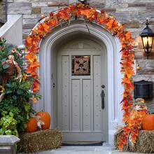 68.89 Feet Fall Leaf Garland - Artificial Maple Leaves Hanging Vines With Realistic Autumn Colors, Perfect For Thanksgiving, Halloween, Wedding, Christmas,Fireplace, Party, Porch& Home Decor - Durable & Weather- For Indoor/Outdoor Seasonal Decoration - Burnt Orange - View 5