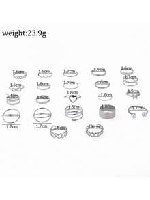 22pcs Unique Design Heart & Butterfly Knuckle Rings Set For Women