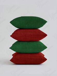 (4 Units) 45x45 Pillow Covers – 2 Plain And 2 Printed – Assorted Colors – AL - Red-green - View 1