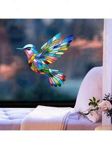 1 szt. Kolorowa naklejka na okno do dekoracji domu Honeyeater, naklejka na szkło do ogrodu, dekoracja na imprezę, odpowiednia do okien i świetlików w kamperach, materiał PVC, odpowiednia do użytku wewnątrz i na zewnątrz, prezenty, urodziny, ukończenie szkoły, dekoracja pokoju, dekoracja ścienna, dekoracja łazienki, dekoracja sypialni, rzeczy do dekoracji pokoju, dekoracja salonu, wystrój domu, dekoracja domu, naklejki na ścianę do salonu, spersonalizowane naklejki - Wielokolorowe - Zobacz 7